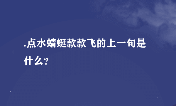 .点水蜻蜓款款飞的上一句是什么？