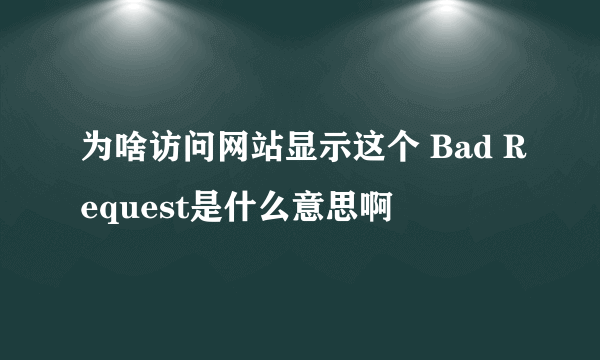 为啥访问网站显示这个 Bad Request是什么意思啊