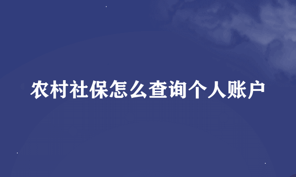 农村社保怎么查询个人账户