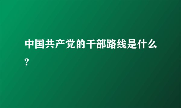 中国共产党的干部路线是什么?