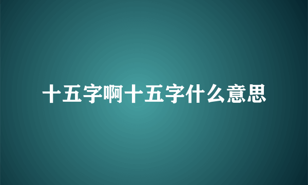 十五字啊十五字什么意思