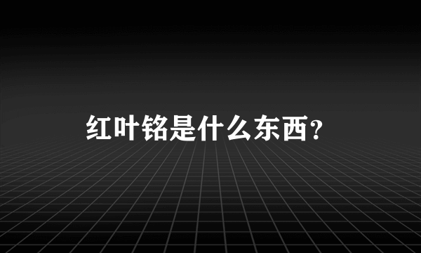 红叶铭是什么东西？