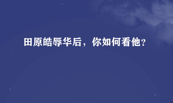 田原皓辱华后，你如何看他？