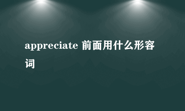 appreciate 前面用什么形容词