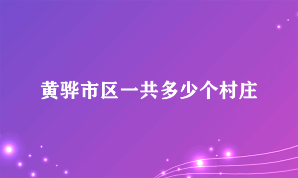 黄骅市区一共多少个村庄