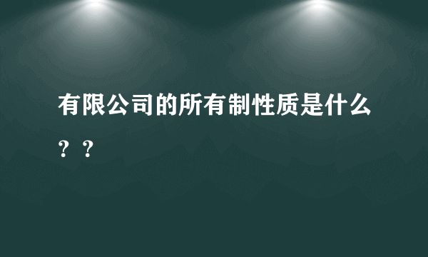 有限公司的所有制性质是什么？？