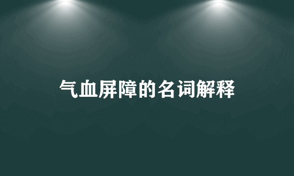 气血屏障的名词解释