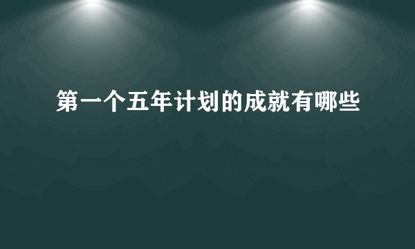 第一个五年计划的成就有哪些