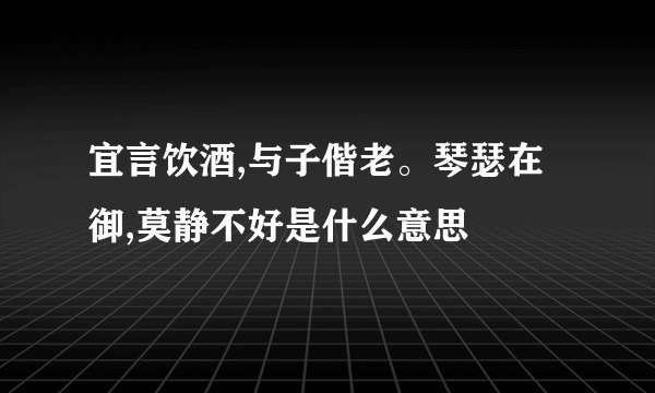 宜言饮酒,与子偕老。琴瑟在御,莫静不好是什么意思