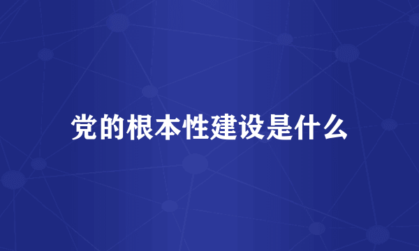 党的根本性建设是什么