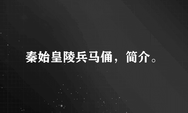 秦始皇陵兵马俑，简介。