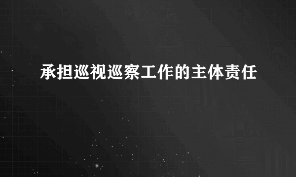 承担巡视巡察工作的主体责任