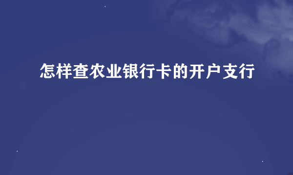 怎样查农业银行卡的开户支行