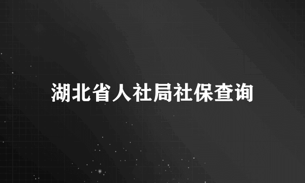 湖北省人社局社保查询