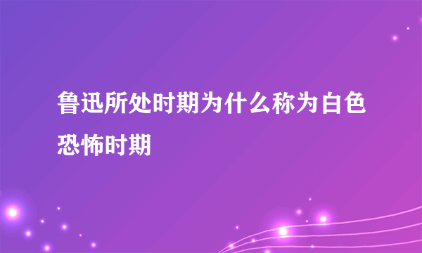 鲁迅所处时期为什么称为白色恐怖时期