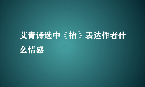 艾青诗选中《抬》表达作者什么情感