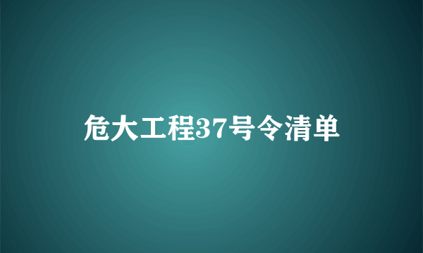 危大工程37号令清单