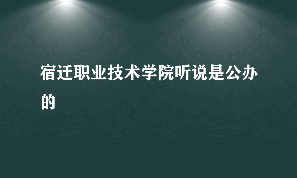 宿迁职业技术学院听说是公办的