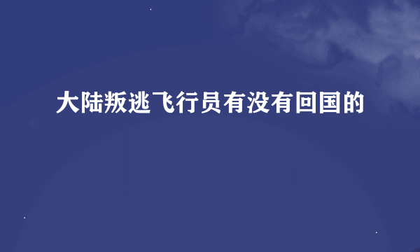 大陆叛逃飞行员有没有回国的