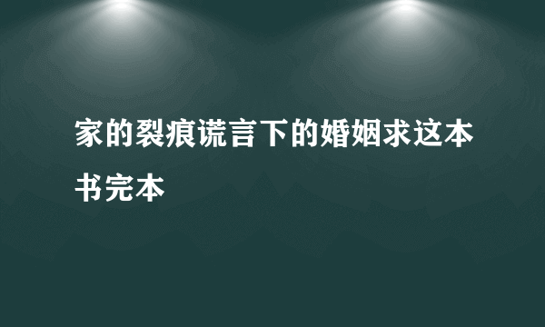 家的裂痕谎言下的婚姻求这本书完本