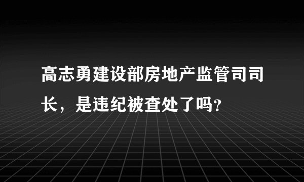 高志勇建设部房地产监管司司长，是违纪被查处了吗？