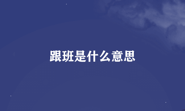 跟班是什么意思