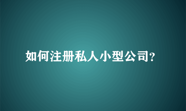 如何注册私人小型公司？