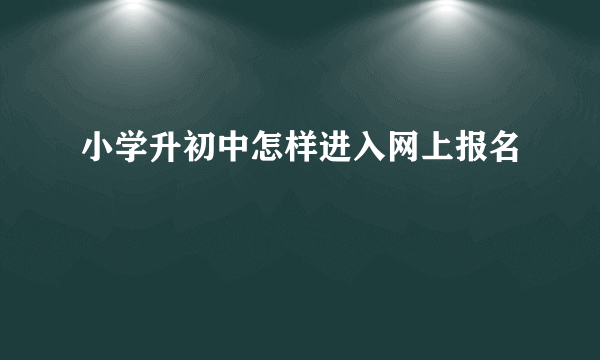 小学升初中怎样进入网上报名