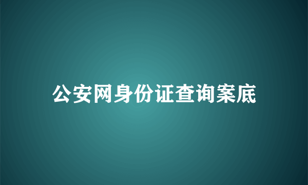 公安网身份证查询案底