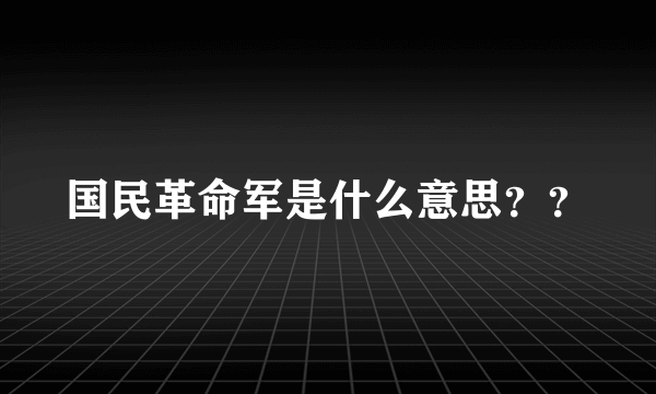 国民革命军是什么意思？？