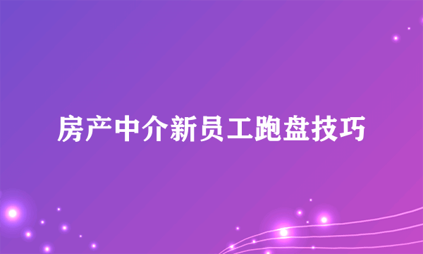 房产中介新员工跑盘技巧