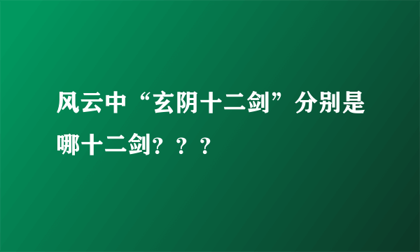 风云中“玄阴十二剑”分别是哪十二剑？？？