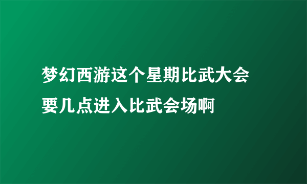 梦幻西游这个星期比武大会 要几点进入比武会场啊