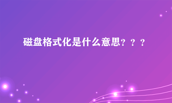 磁盘格式化是什么意思？？？