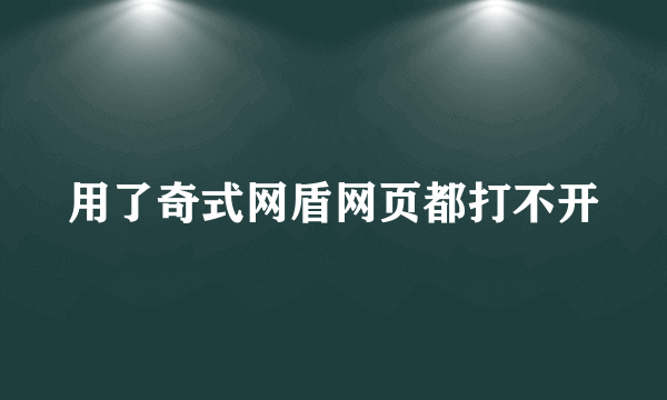 用了奇式网盾网页都打不开