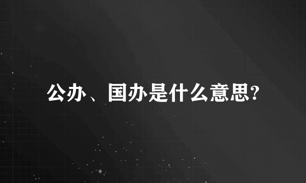 公办、国办是什么意思?