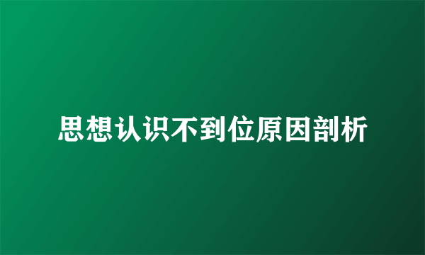 思想认识不到位原因剖析