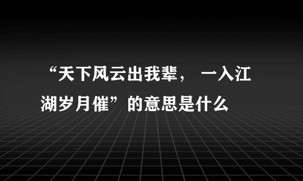 “天下风云出我辈， 一入江湖岁月催”的意思是什么