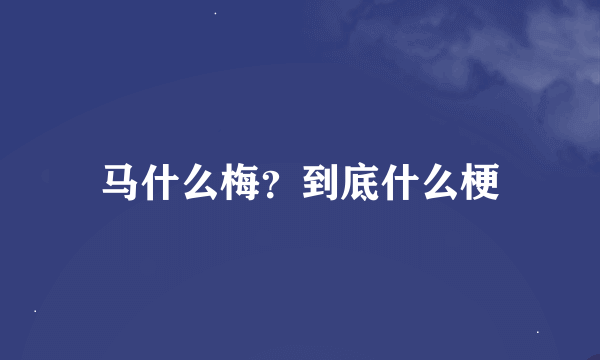 马什么梅？到底什么梗