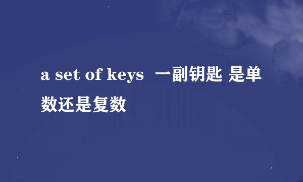 a set of keys  一副钥匙 是单数还是复数