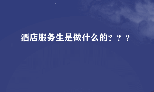 酒店服务生是做什么的？？？