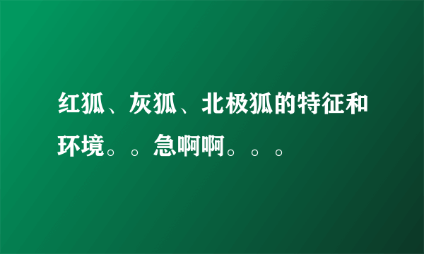 红狐、灰狐、北极狐的特征和环境。。急啊啊。。。