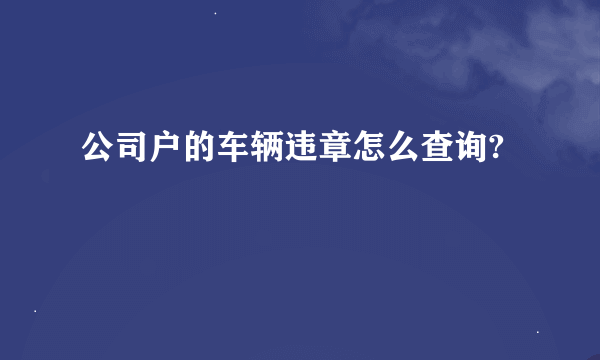 公司户的车辆违章怎么查询?