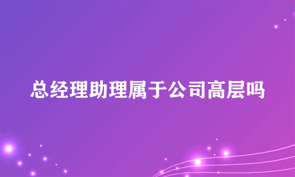 总经理助理属于公司高层吗