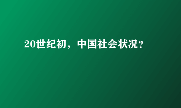 20世纪初，中国社会状况？