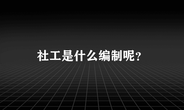 社工是什么编制呢？