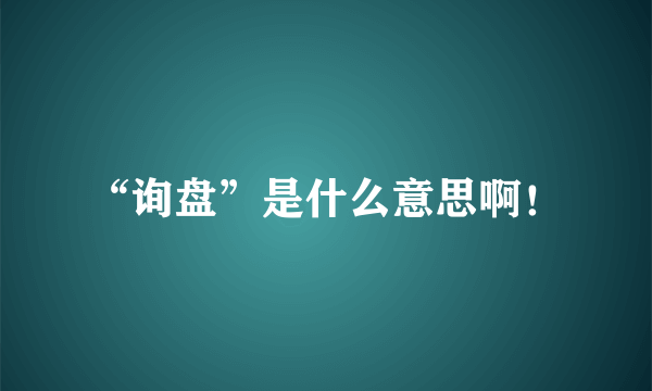 “询盘”是什么意思啊！