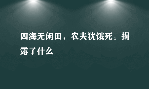 四海无闲田，农夫犹饿死。揭露了什么