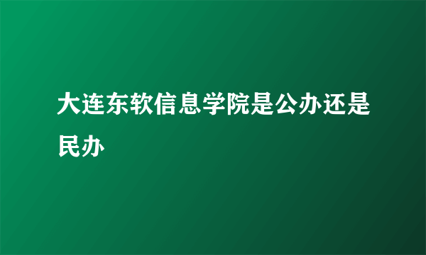 大连东软信息学院是公办还是民办