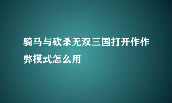 骑马与砍杀无双三国打开作作弊模式怎么用